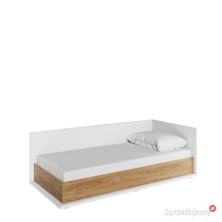 SIMI MS-09P - łóżko 90 prawe z materacem - biały/hikora natu