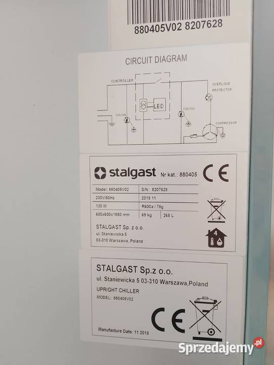 SZAFA CHŁODNICZA STALGAST 880405 60X60X180 Wrocław