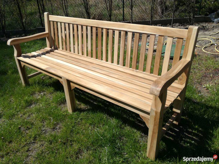 Duża ławka prarkowa Botanic z drewna teakowego Zakopane