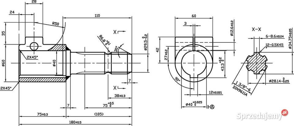 Redukcja wału WOM ze śrubą wewn 40 mm zew 138 Z6 Kamionna