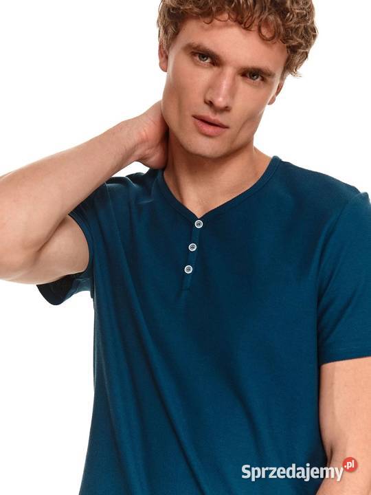 granatowy tshirt męski z guzikamiTop Secret Rozmiar L