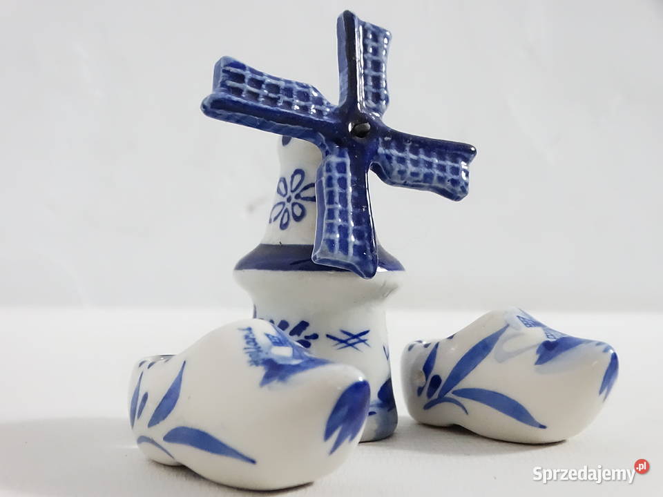 Ceramiczny komplet pamiątkowy z Holandii Wiatrak Biłgoraj