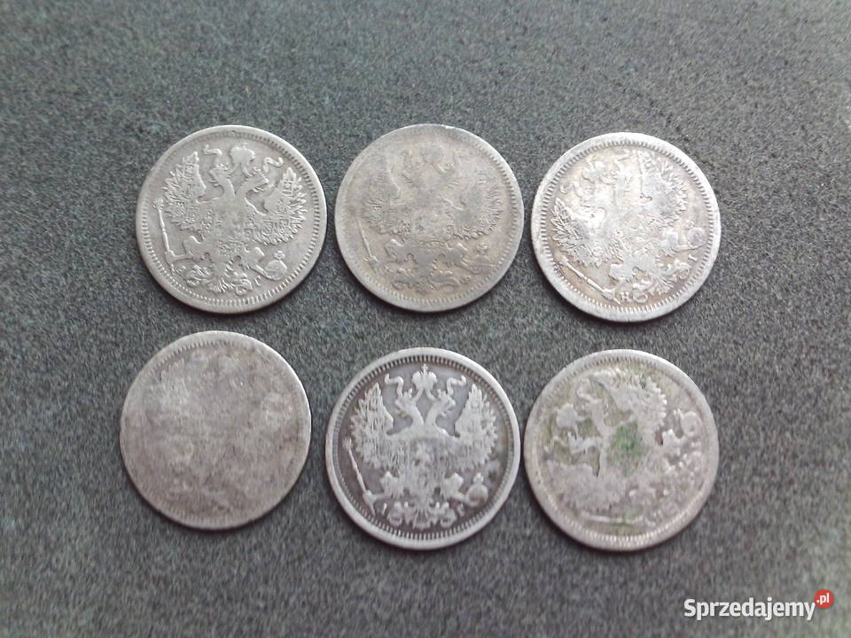 Carska Rosja Zestaw monet srebrnych Numizmatyka Kalisz