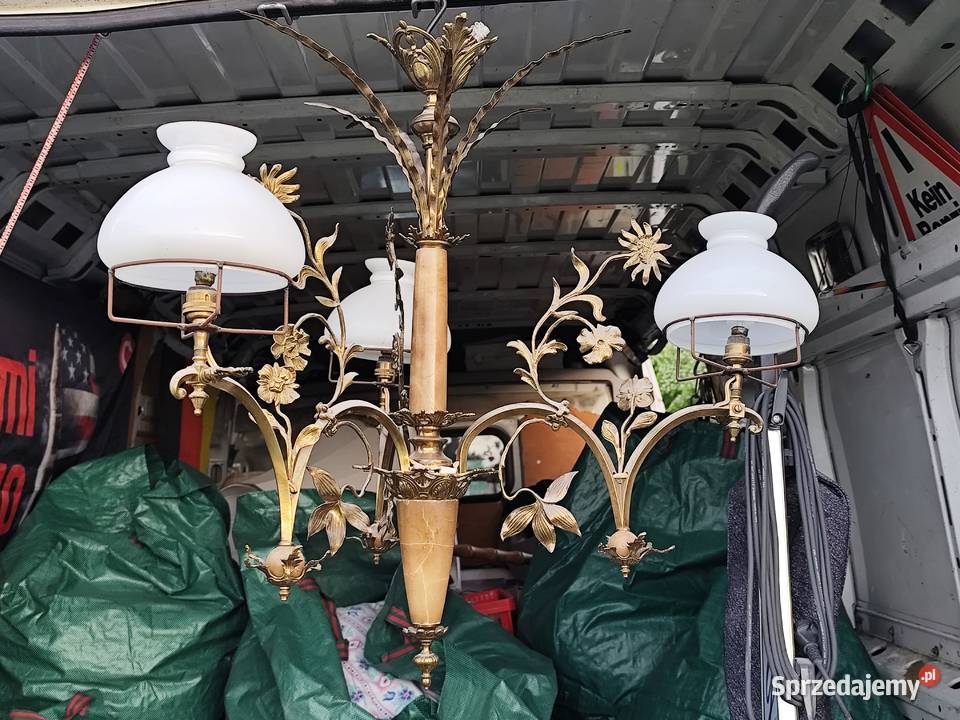 Stary mosiężny żyrandol hand made Rękodzieło Lubin