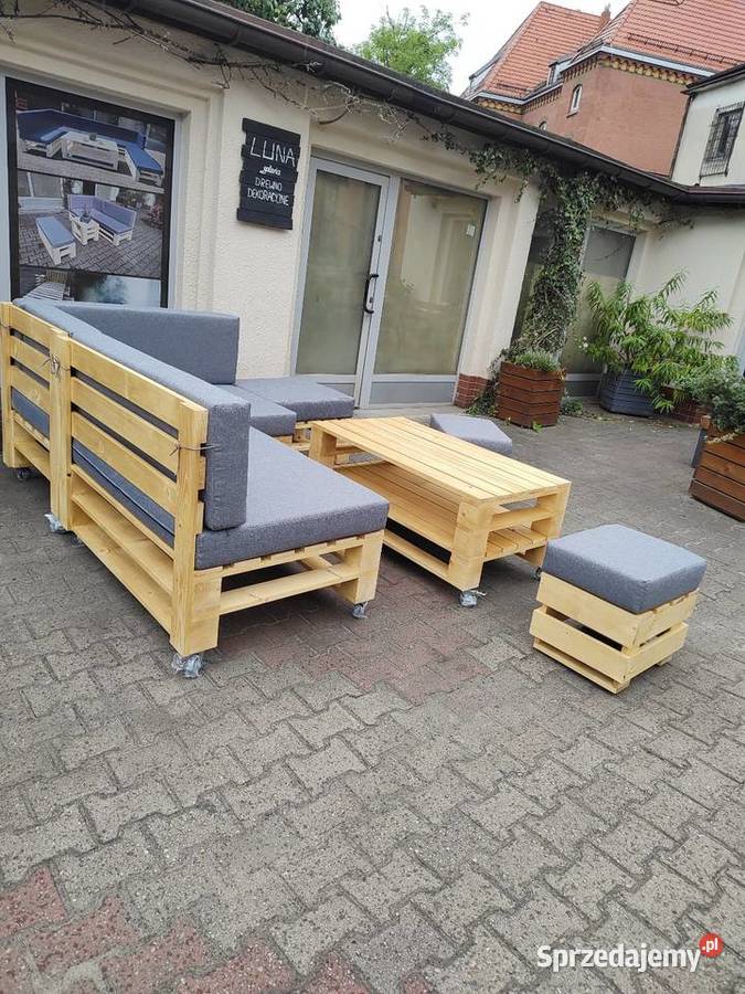 Drewniany zestaw mebli ogrodowych na wzór palet Siemianowice Śląskie