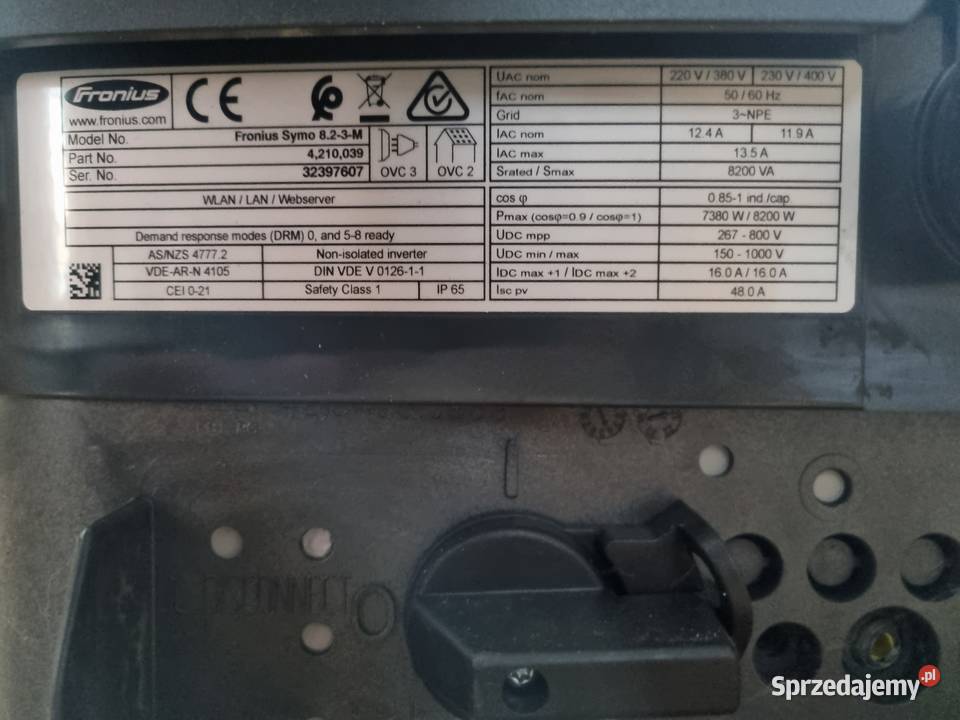 Falownik Fronius Symo 823M 82 używany 092021 do lubelskie Żółkiew-Kolonia