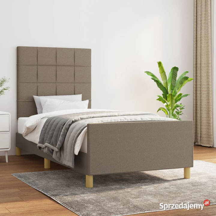 Rama łóżka z zagłówkiem taupe obita tkaniną 83cm Warszawa