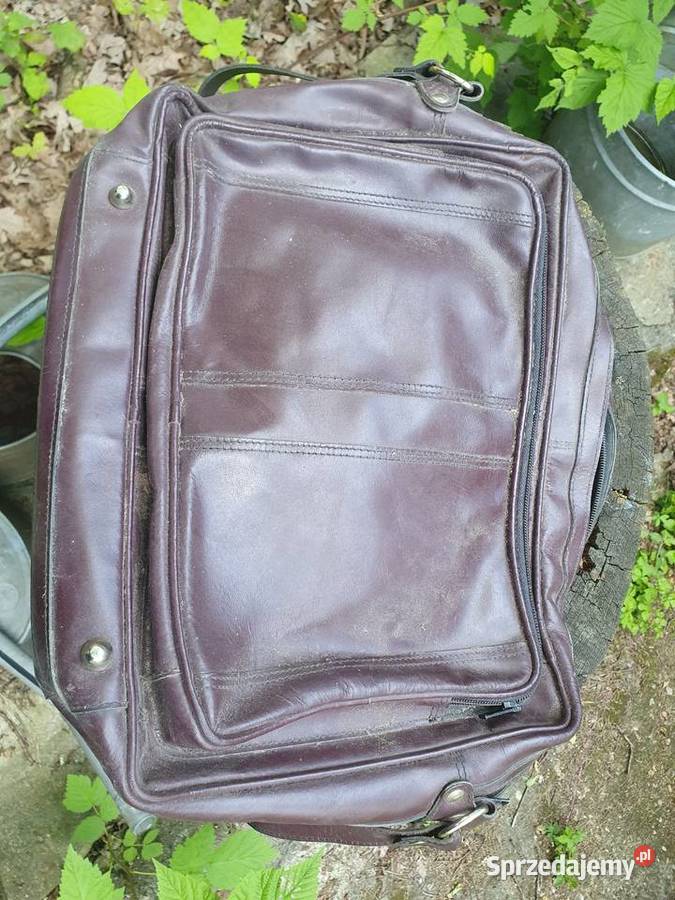 Stara torba duża skórzana zasuwana PRL lata 70te mazowieckie Warszawa