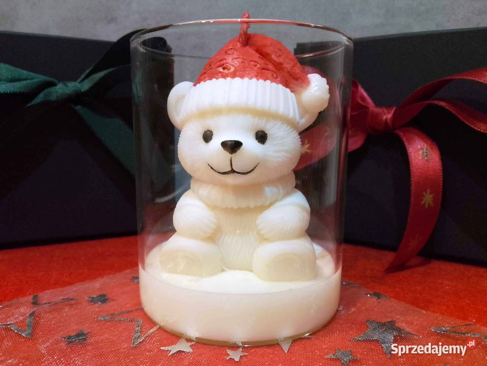 Świeca sojowa Świąteczny Miś zapach świerku łódzkie Łódź