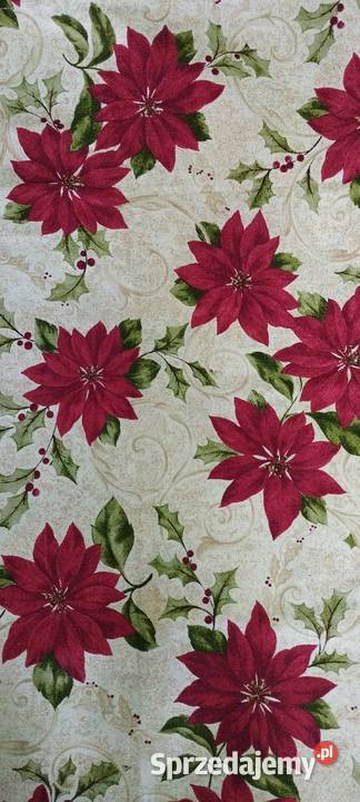 Obrus w gwiazdy betlejemskie z USA na ławę dolnośląskie Wrocław