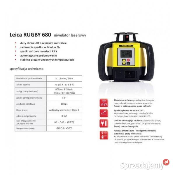 Niwelator laserowy Leica Rugby 680 + RE160 Digital