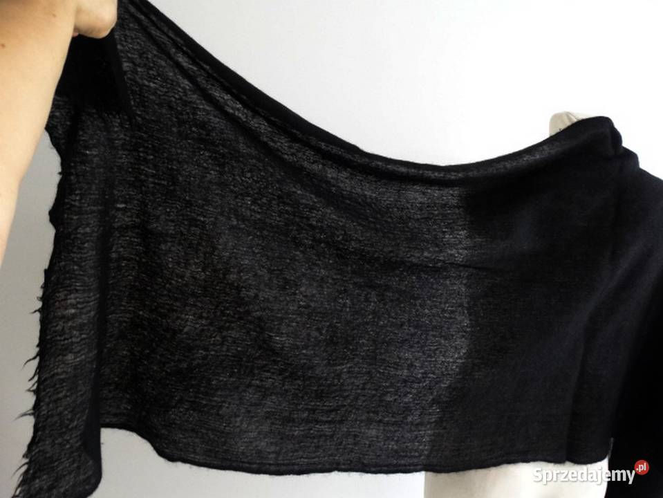 Szal Kaszmirowy 100 Kaszmir Czarny Duży Łomża