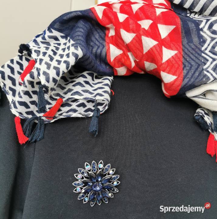 Broszka damska elegancki granatowy kwiat Kraków