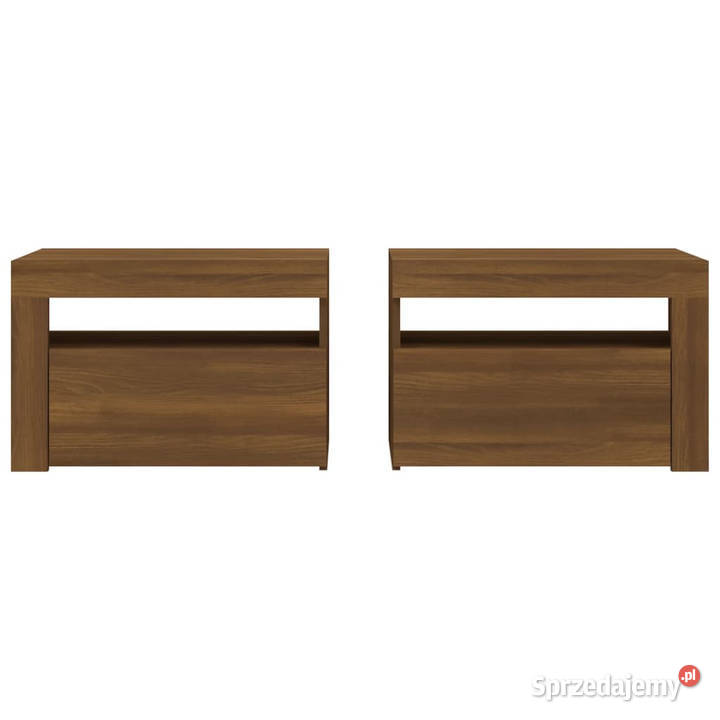 Szafki nocne z LED 2 brązowy dąb 60x35x40
