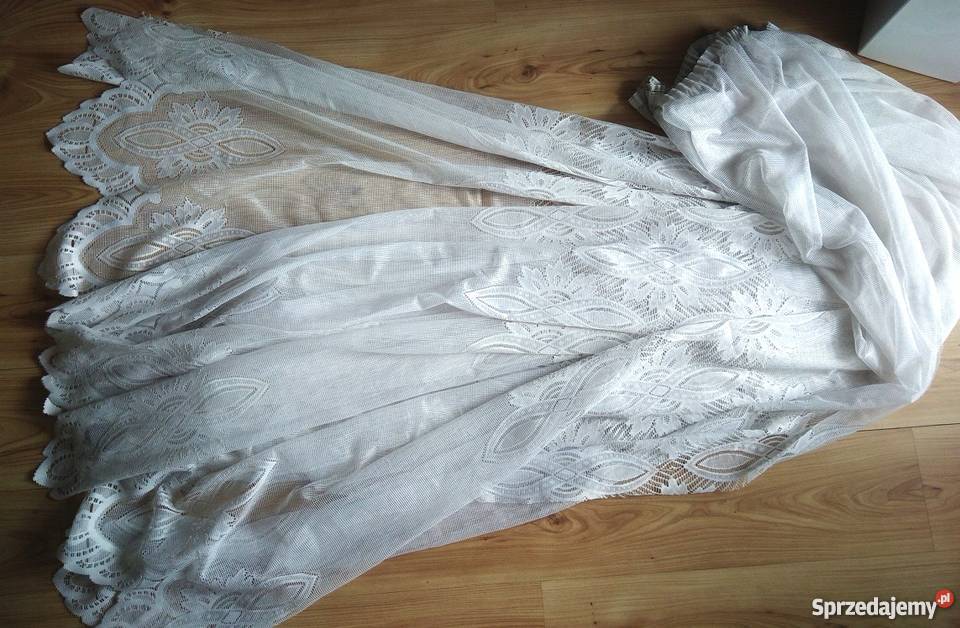 duża biała żakardowa FIRANA taśma marszcząca Oleśnica