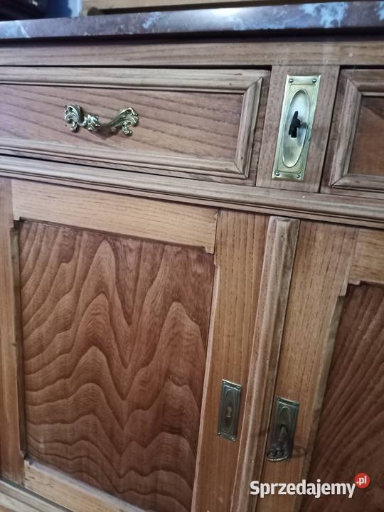 Toaletka z Lustrem Kryształowym i Marmurem Dąb Kozy