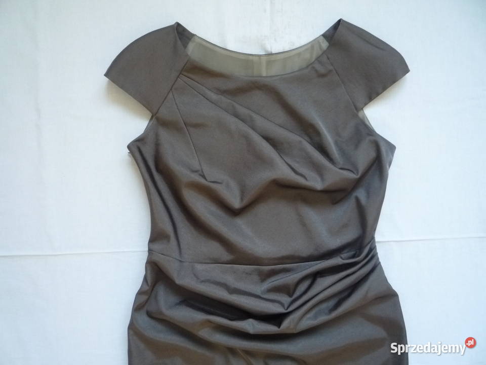 Nowa Jotes 36S Sukienka wizytowa Kakowa Satynowa brązowy/beżowy Moda i Styl Szczecin