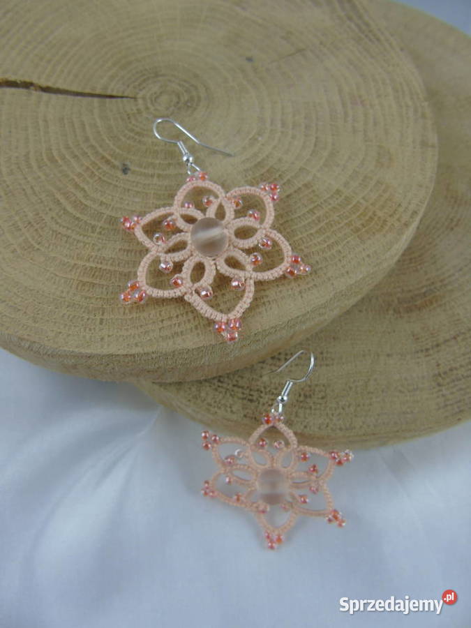 Kolczyki frywolitkowe różne wzory i kolory Wiśniowa