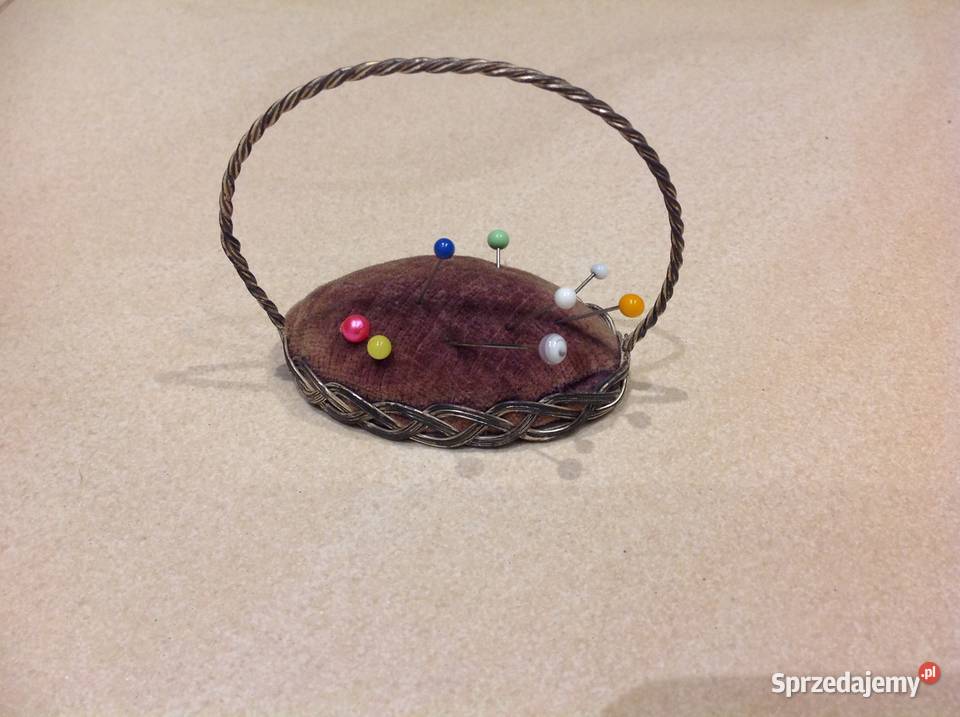 Zabytkowa Poduszeczka Koszyczek na Szpilki Igły Rękodzieło Nowa Sól