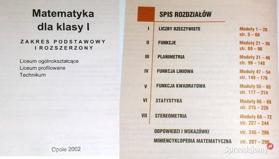 Matematyka kl 1 Zakres podst i rozszerzony S Chełm