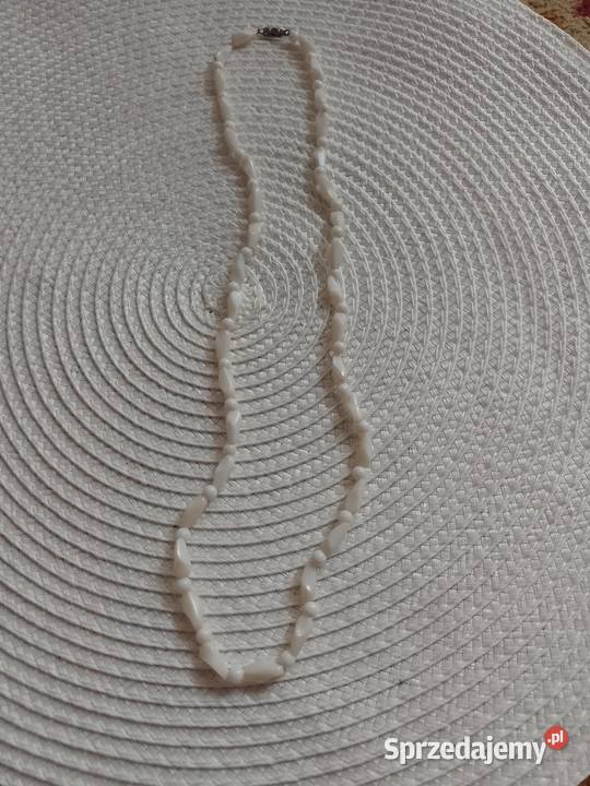 Białe korale Naszyjnik wisiorek Top Vintage Kraków