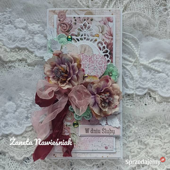 Ślub pamiątka ślubna kartka hand made małopolskie Mszana Dolna sprzedam