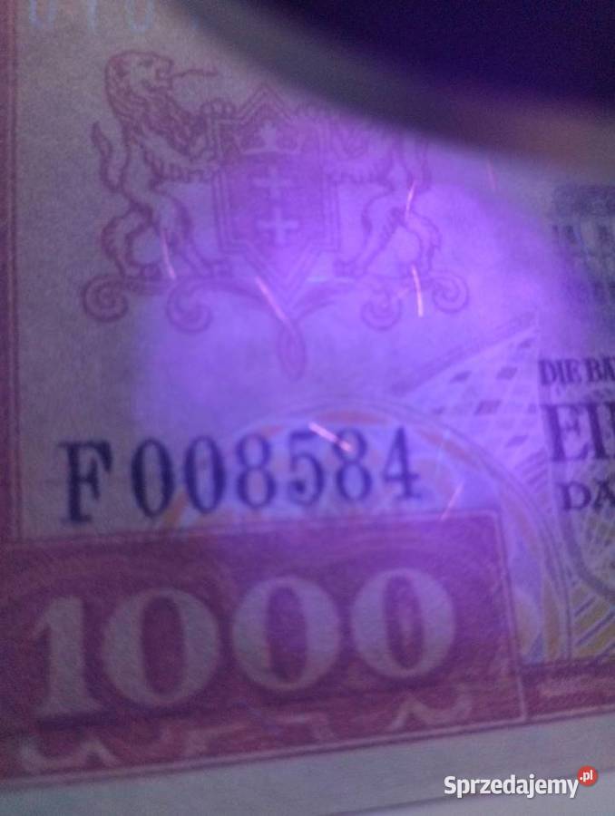 WOLNE MIASTO GDAŃSK 1000 gulden 1924 UNC seria F podlaskie Białystok sprzedam