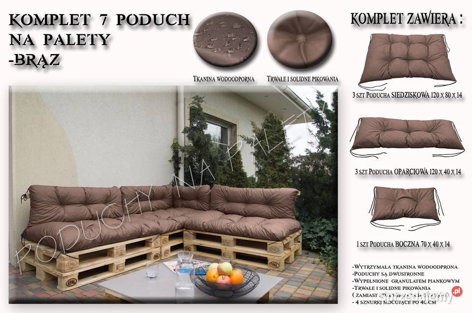 Poduszki ogrodowe na palety na narożnik Skórzewo