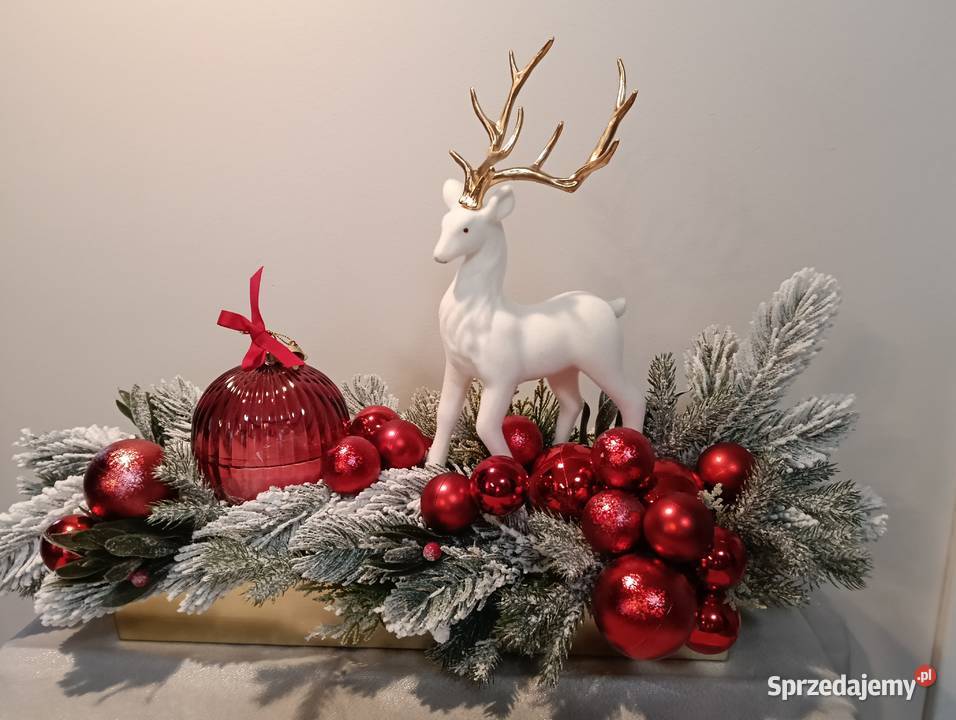 Stroik Świąteczny ze świecą i reniferem Łysiec