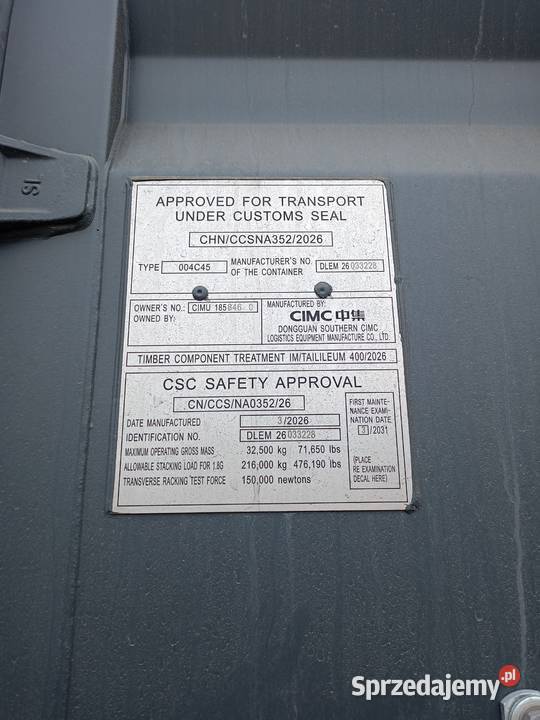 Sprzedam kontener morski 12m40HC Nowy Magazynowanie Lublin