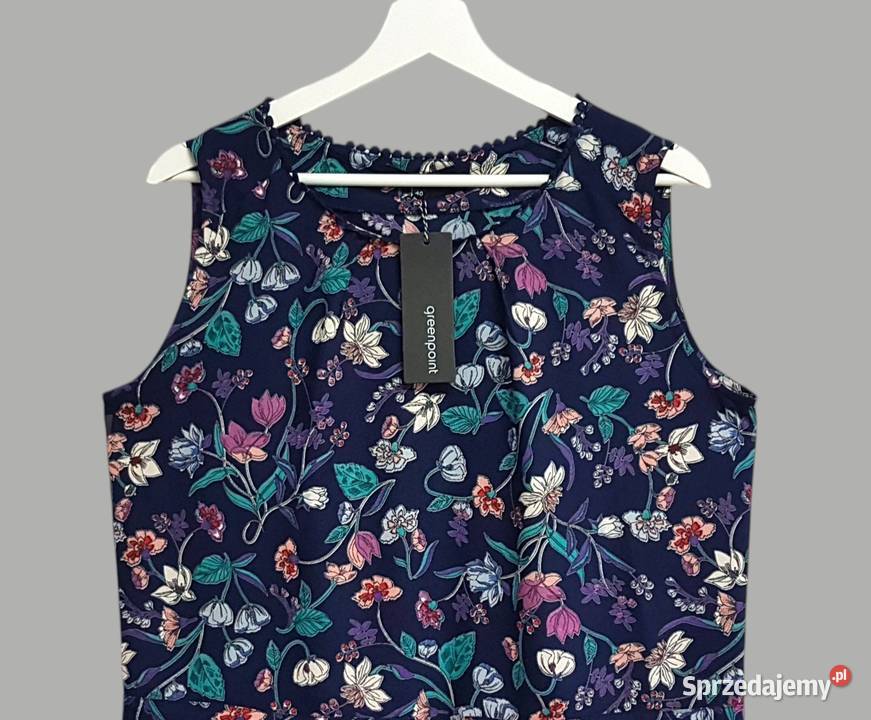 Damska sukienka niebieska w kwiaty na grubych Spódnice i sukienki Chrzanów