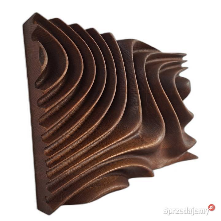 Płaskorzeźba dębowa fale 3D olejowana dekoracja sprzedam