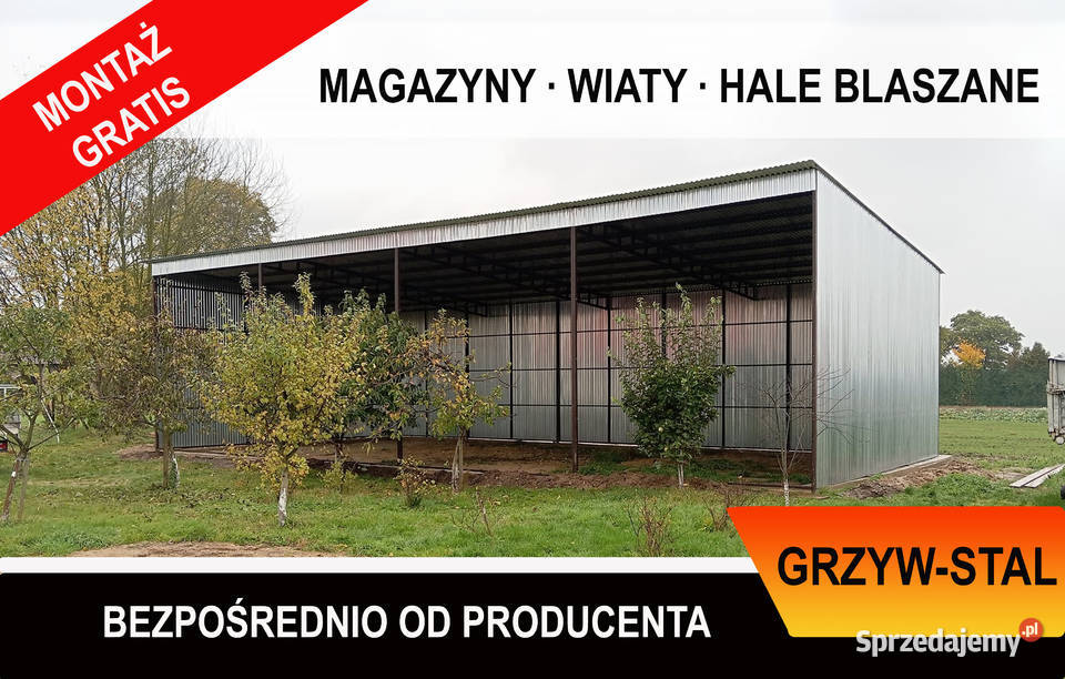 Garaż Blaszany Wiata o wymiarach 16x8m otwarta Wałcz sprzedam