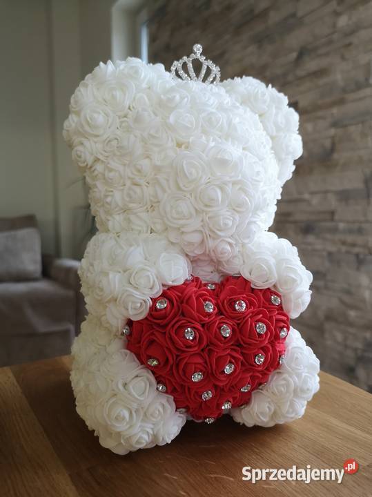 Miś z róż piankowych z diamentowym sercem wys25 Otrębusy