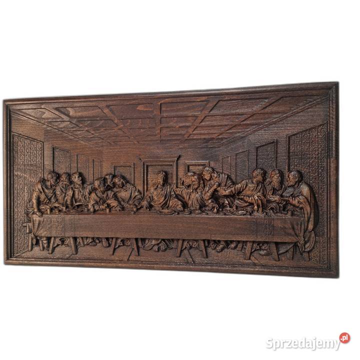 Ostatnia Wieczerza drewniana płaskorzeźba Malechowo