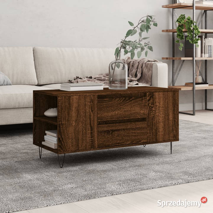 Stolik kawowy brązowy dąb 102x445x50 WM831003 Stoły Warszawa sprzedam
