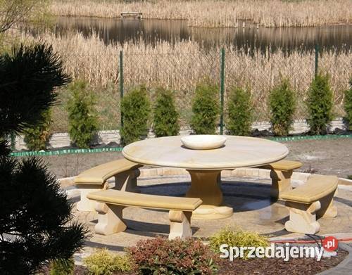 Piękny komplet ogrodowy z piaskowca kamień Kamienna Góra