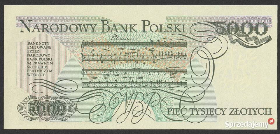 Polska 5000 złotych 1988 stan bankowy UNC Łódź