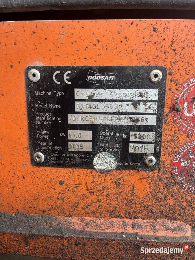 Doosan dx140 lcr Rok produkcji 2015 Zamość sprzedam