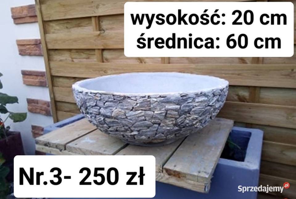 3 Duża misa donica z kamienia naturalnego Donice Długołęka-Świerkla sprzedam