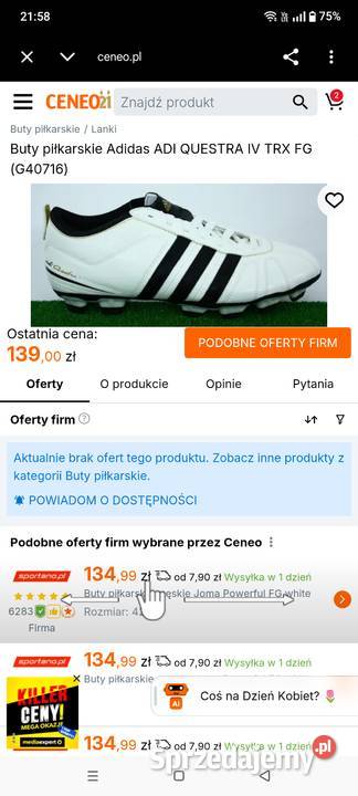 Buty sportowe piłkarskie męskie Adidas Questra Bydgoszcz