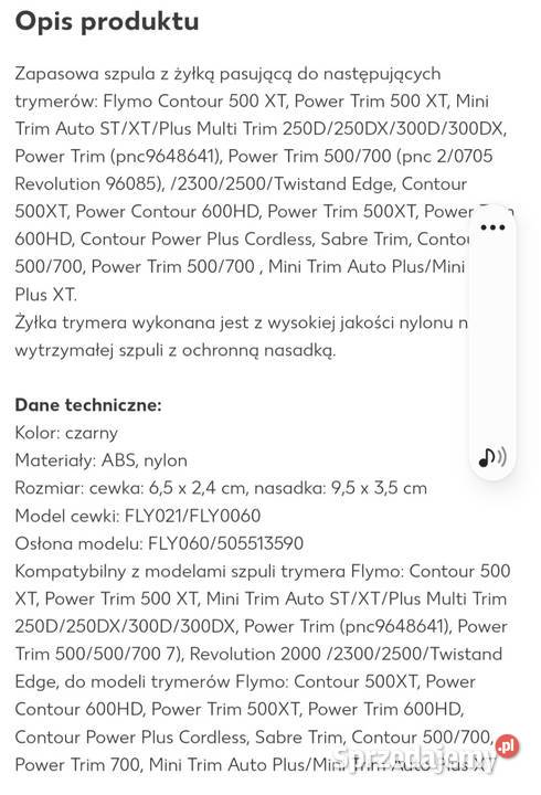 Części do podkaszarki cewka trymera FLYMO Łask sprzedam