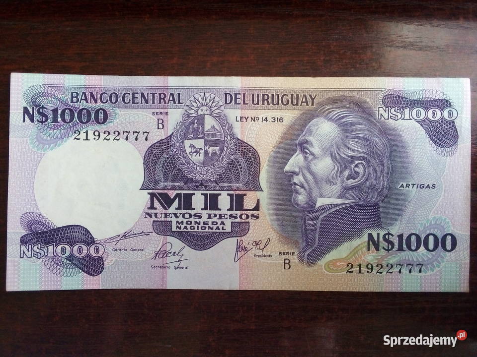 Banknot 1000 pesos Urugwaj mazowieckie Płońsk