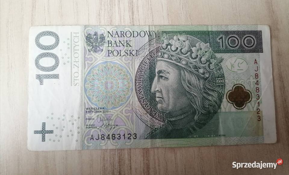 Banknot100zl 2012rseria AJPiękny kolejny 666 Bytom