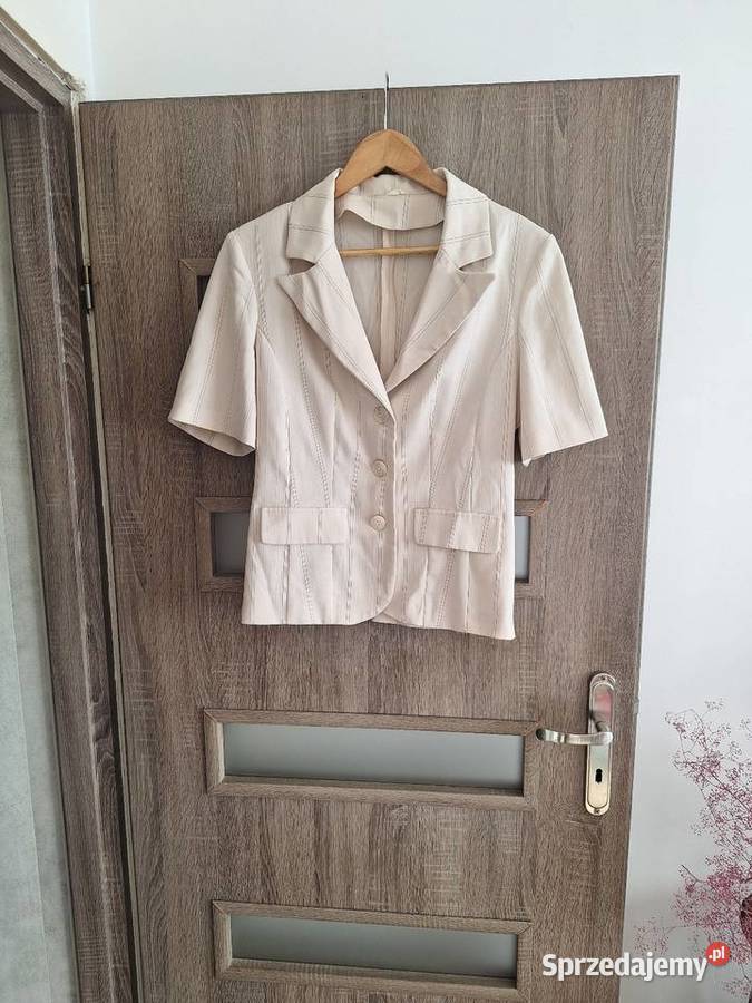 Śliczna marynarka żakiet beżowa w paski prążki sprzedam