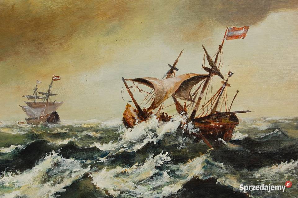 Burza na morzu Marian Matocha 1988 obraz akryl lubelskie Lublin