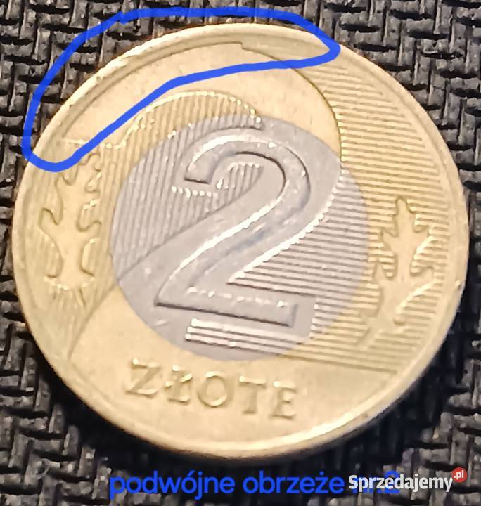 2 złote 1995 r 2 Podwójne obrzeże błąd mennicy Numizmatyka wielkopolskie Konin