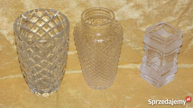 Komplet starych wazonów z grubego szkła z lat Porcelana i szkło Inowrocław