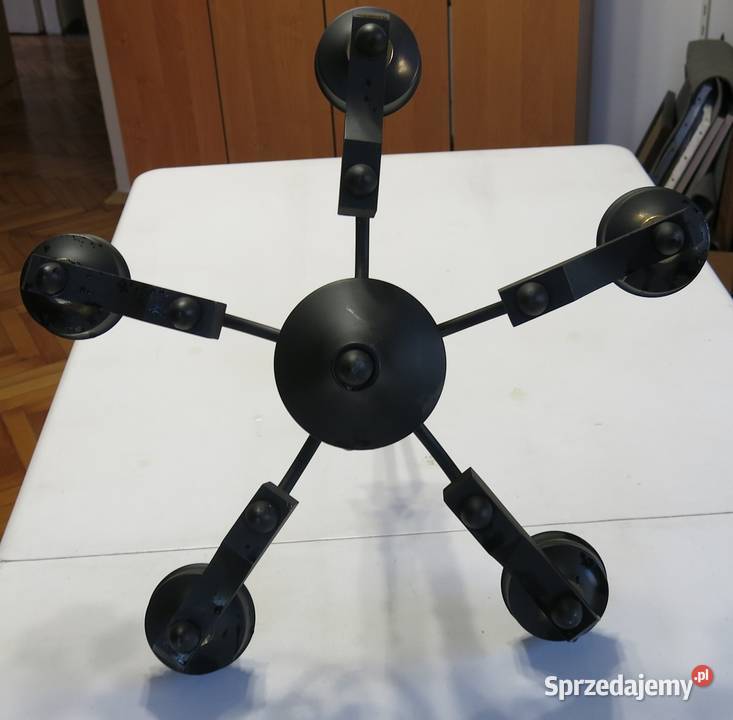 Lampa wisząca pięć ramion z czarnego plastiku czarny Kraków