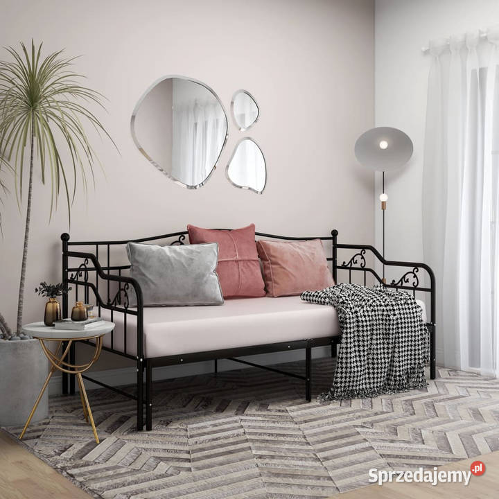 Sofa z wysuwaną ramą łóżka czarna metalowa 206cm Warszawa sprzedam